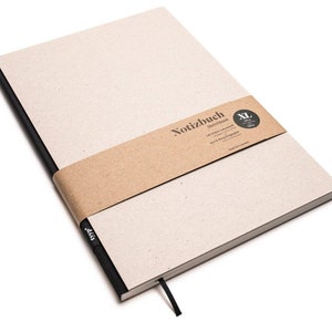 Libreta de diseño grande, hecha a mano con papel 100 % reciclado "BerlinBook" - Negro/Cartón reciclado