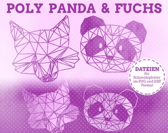 Plotter Files Poly Panda & Fox Set | SVG | DXF | Polygon