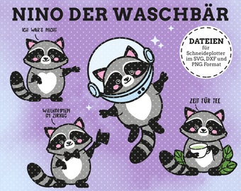 Plotterdateien Nino der Waschbär Set