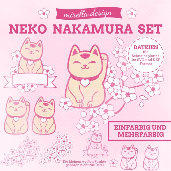 Plotter Files Neko Nakamura Set | Cat | Japanese | Wink cat | Cherry blossom