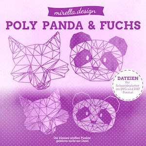 Plotter Files Poly Panda & Fox Set | SVG | DXF | Polygon