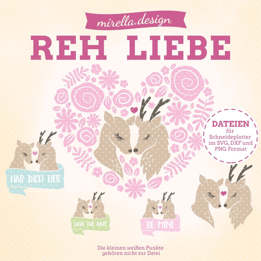 Plotterdateien Reh Liebe SVG DXF PNG Valentinstag Lieblingsmensch Etsy.de