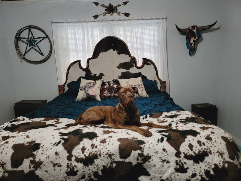 Torched Cowhide Headboard PLEASE READ DESCRIPTION Etsy