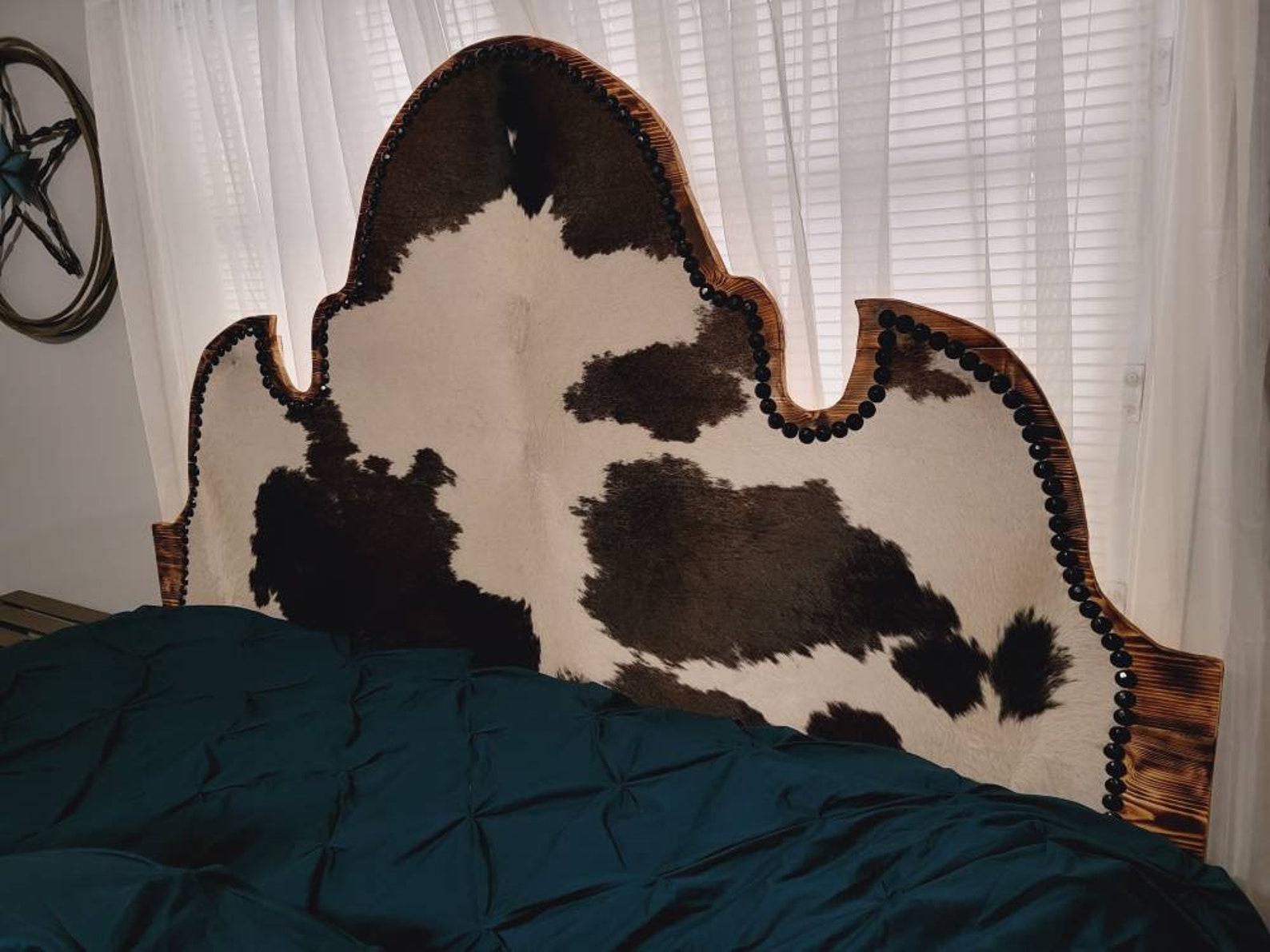 Torched Cowhide Headboard PLEASE READ DESCRIPTION Etsy