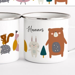 Tasse Kindertasse Emaille Kunststoff Keramik Becher personalisiert, skandinavisch Waldtiere image 6