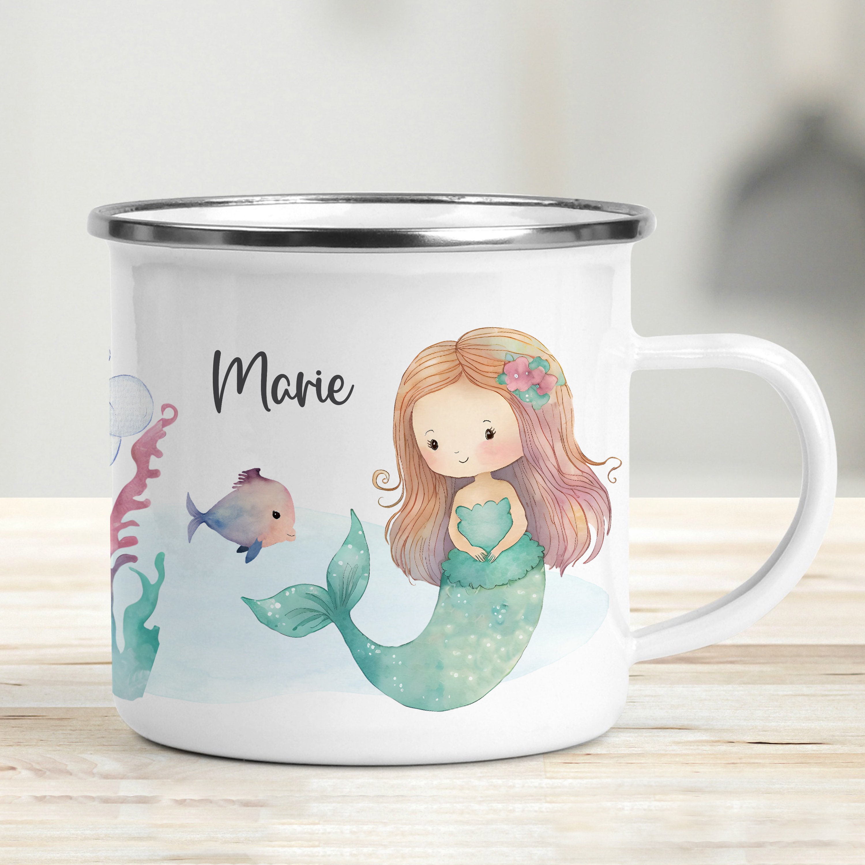 Personalisiertes Meerjungfrauen-Tasse Für Kinder – Keramik Mit Namen, Spülmaschinengeeignet | Geschenk Für Mädchen