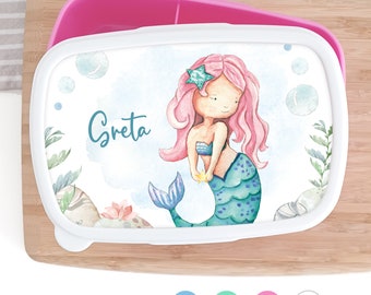 Brotdose für Kinder, Meerjungfrau mit Namen personalisiert, Vesper Pausenbrot