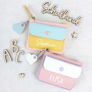 Kleine Geldbörse für Kinder mit Namen personalisiert, Brustbeutel, Portmonee, Geschenk zur Einschulung