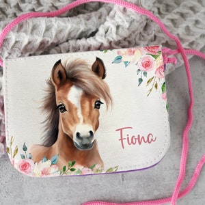 Kinder Brustbeutel Pony Pferd  personalisiert mit Namen, Geldbörse Portmonee