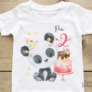 Geburtstagsshirt personalisiert, Geburtstag Mädchen Pandabär T-Shirt TShirt Bild 1