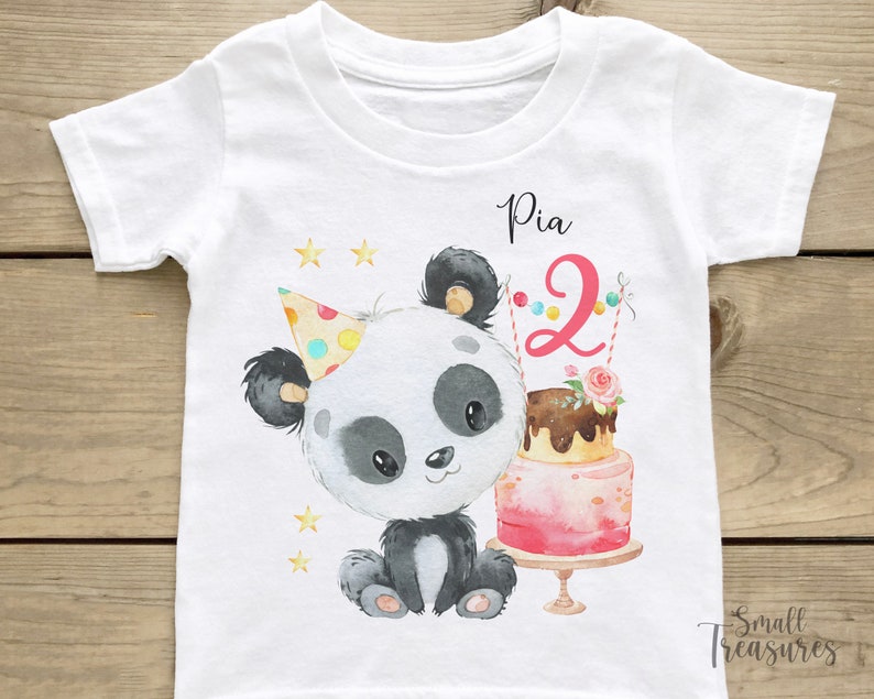 Geburtstagsshirt personalisiert, Geburtstag Mädchen Pandabär T-Shirt TShirt Bild 1