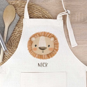 Kinderschürze Löwe personalisiert, backen kochen malen Geschenkidee für Kinder imagen 1