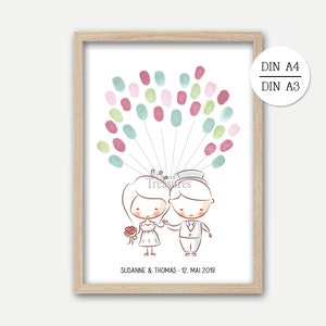 Fingerabdruck Gästeposter Gästebuch Hochzeit Hochzeitsgäste personalisiert