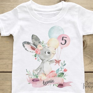 Geburtstagsshirt personalisiert Mädchen Hase T-Shirt TShirt Bild 1