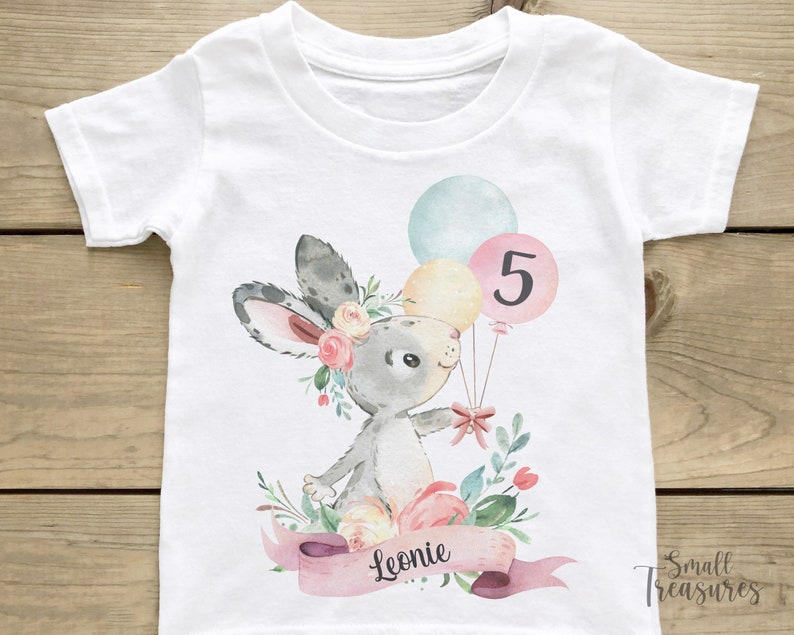 Geburtstagsshirt personalisiert Mädchen Hase T-Shirt TShirt Bild 1