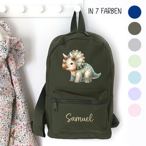 Kindergartenrucksack Dino, Kindergartentasche personalisiert, Farbauswahl, Geschenkidee für Kinder, Kindergartenkind, Dinosaurier afbeelding 1