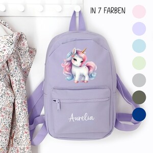 Kindergartenrucksack Einhorn, Kindergartentasche personalisiert, Farbauswahl, Geschenkidee für Kinder, Kindergartenkind image 1