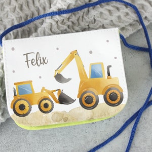 Brustbeutel für Kinder personalisiert Bagger, Kran Baustelle