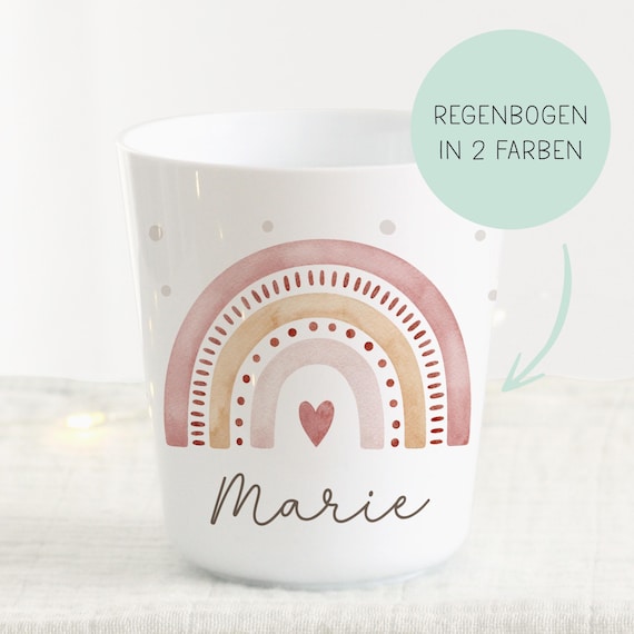 Kinderbecher Aus Kunststoff, Trinkbecher Personalisiert Mit Namen, Regenbogen