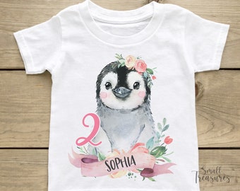 T-Shirt Geburtstagsshirt personalisiert, Pinguin