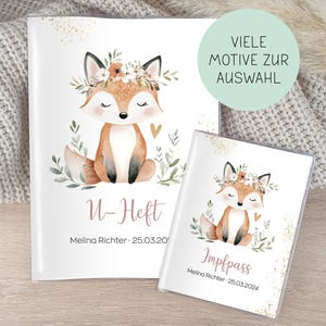 U-Heft Hülle, Impfpass Reisepass Schutzhülle, Umschlag, Tiere, Geschenk zur Geburt personalisiert mit Name