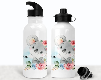 Trinkflasche für Kinder mit Namen personalisiert, Koala Kinderflasche