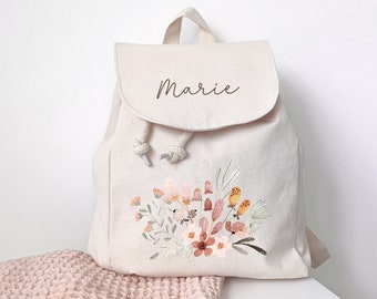 Kinderrucksack personalisiert mit Name, Blumen