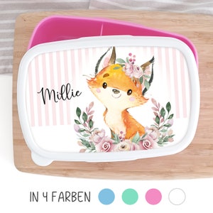 Brotdose Brotbox Lunchbox personalisiert, Fuchs rosa