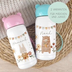 Thermosflasche für Kinder mit Namen personalisiert, Trinkflasche kalt/warm, Isolierflasche, Teeflasche