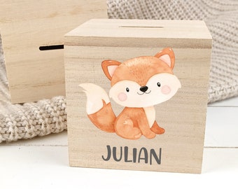 Spardose Holz personalisiert Fuchs