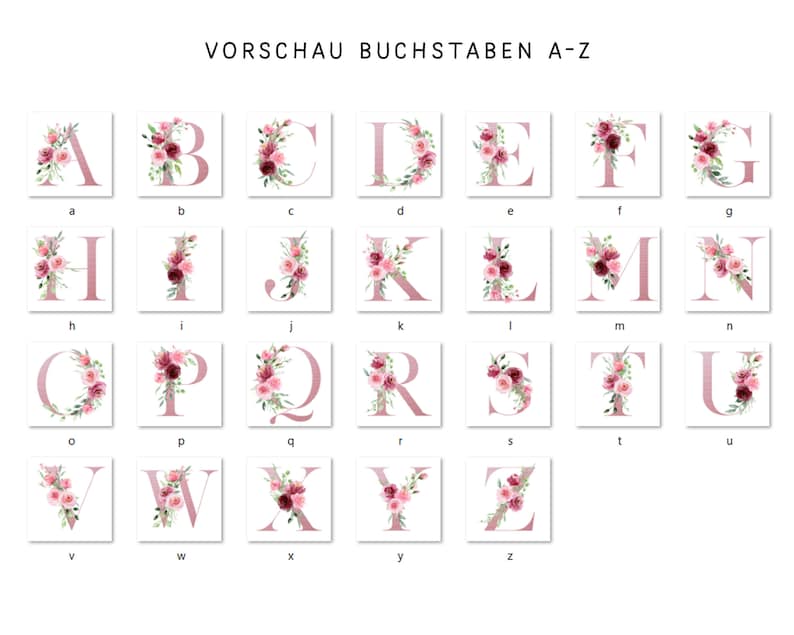 Notizbuch Notizblock DIN A5 personalisiert, kariert Blumen Name Initial Bild 4