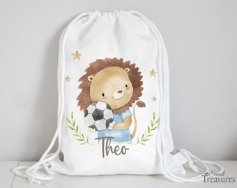 Stoffbeutel Tasche Stofftasche, Kindergartentasche mit Name personalisiert Fußball