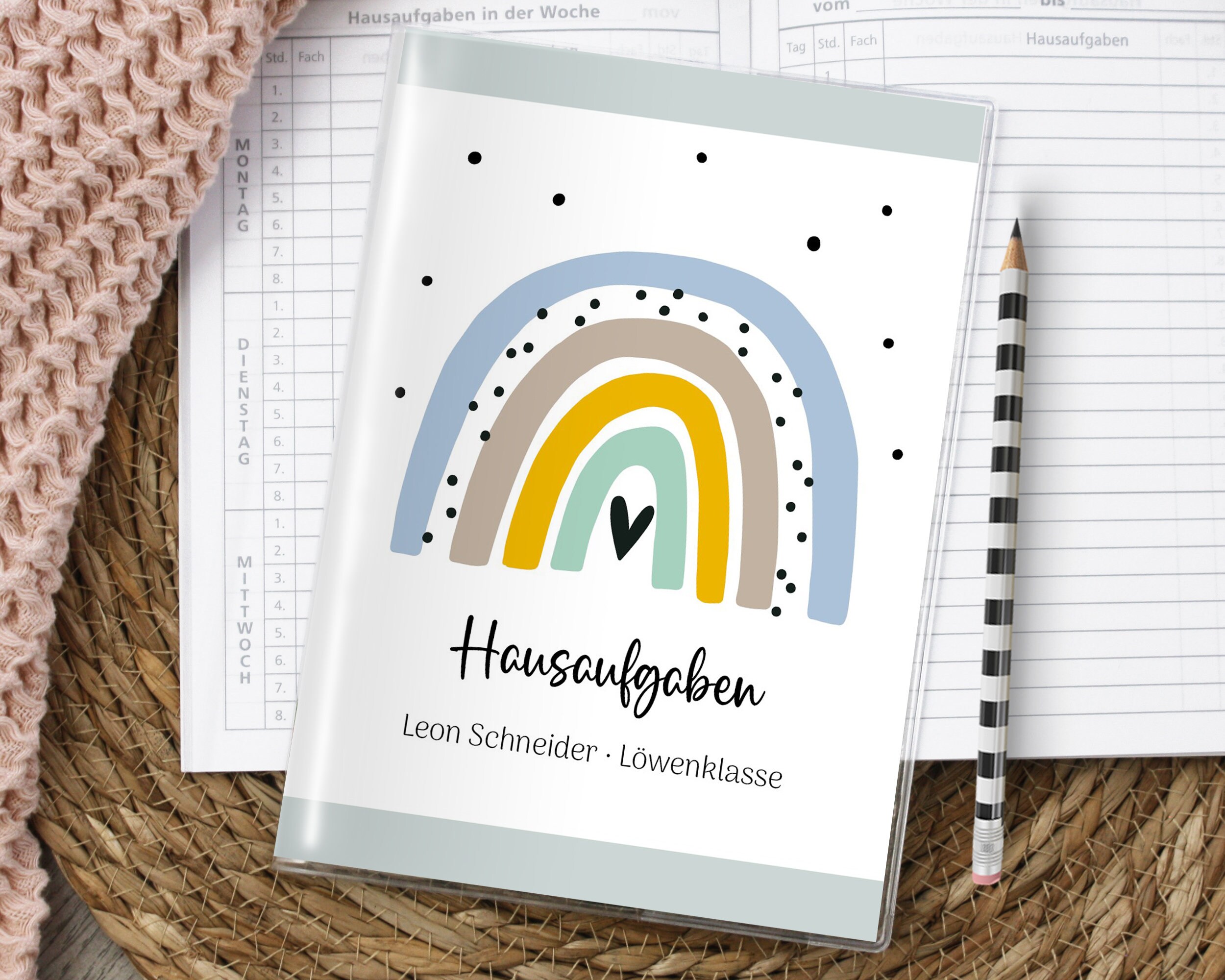 Hausaufgabenheft Hefthülle, Umschlag Hülle Hausaufgaben, personalisiert