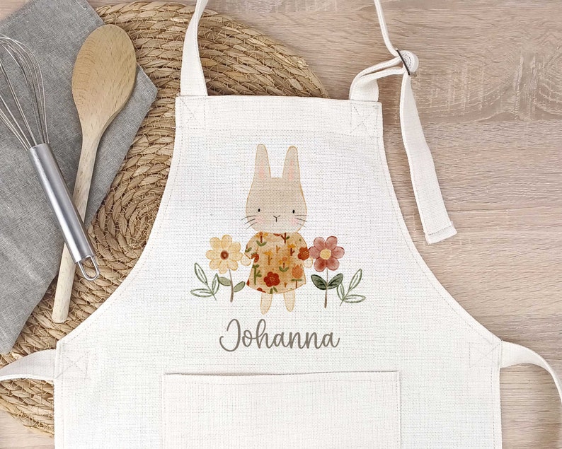 Schürze für Kinder personalisiert, Hase backen kochen Geschenkidee für Kinder image 1