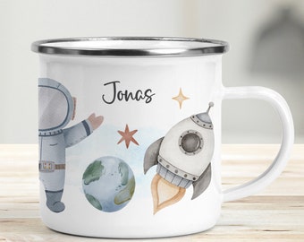 Kindertasse Astronaut, Tasse für Kinder mit Name personalisiert, Geschenkidee Weltall Weltraum