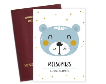 Reisepasshülle Reisepass Kinderreisepass personalisiert Bär