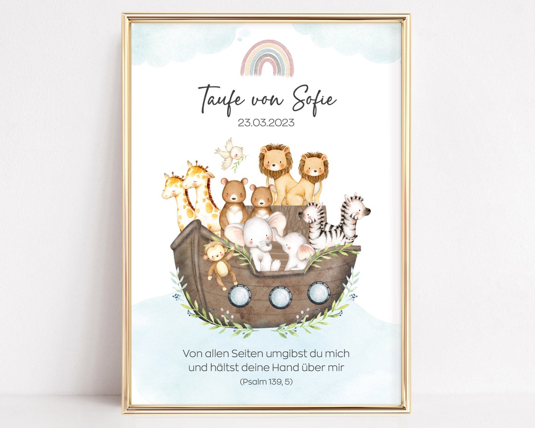 Taufposter Arche Noah, Taufgeschenk personalisiert - Etsy.de