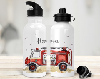 Trinkflasche Feuerwehr personalisiert mit Name, Kinderflasche