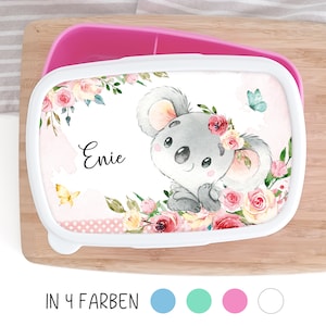 Brotdose Brotbox Lunchbox personalisiert, Aquarell Koala Blumen