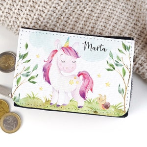 Kinder Geldbörse Portmonee personalisiert mit Name Einhorn