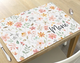 Platzdeckchen Blumen Tischset Textil mit Namen personalisiert