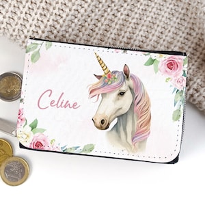 Kinder Geldbörse Portmonee personalisiert mit Name Einhorn