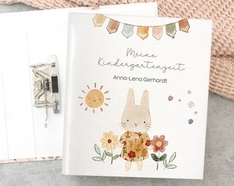 Kindergartenordner Hase mit Name personalisiert, Portfolio Ordner Ringbuch