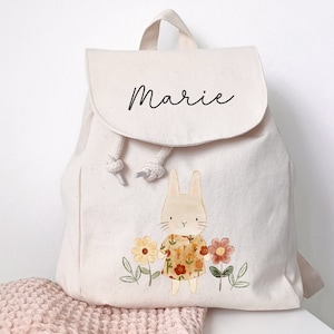 Kinderrucksack personalisiert mit Name, Hase afbeelding 1