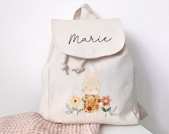 Kinderrucksack personalisiert mit Name, Hase