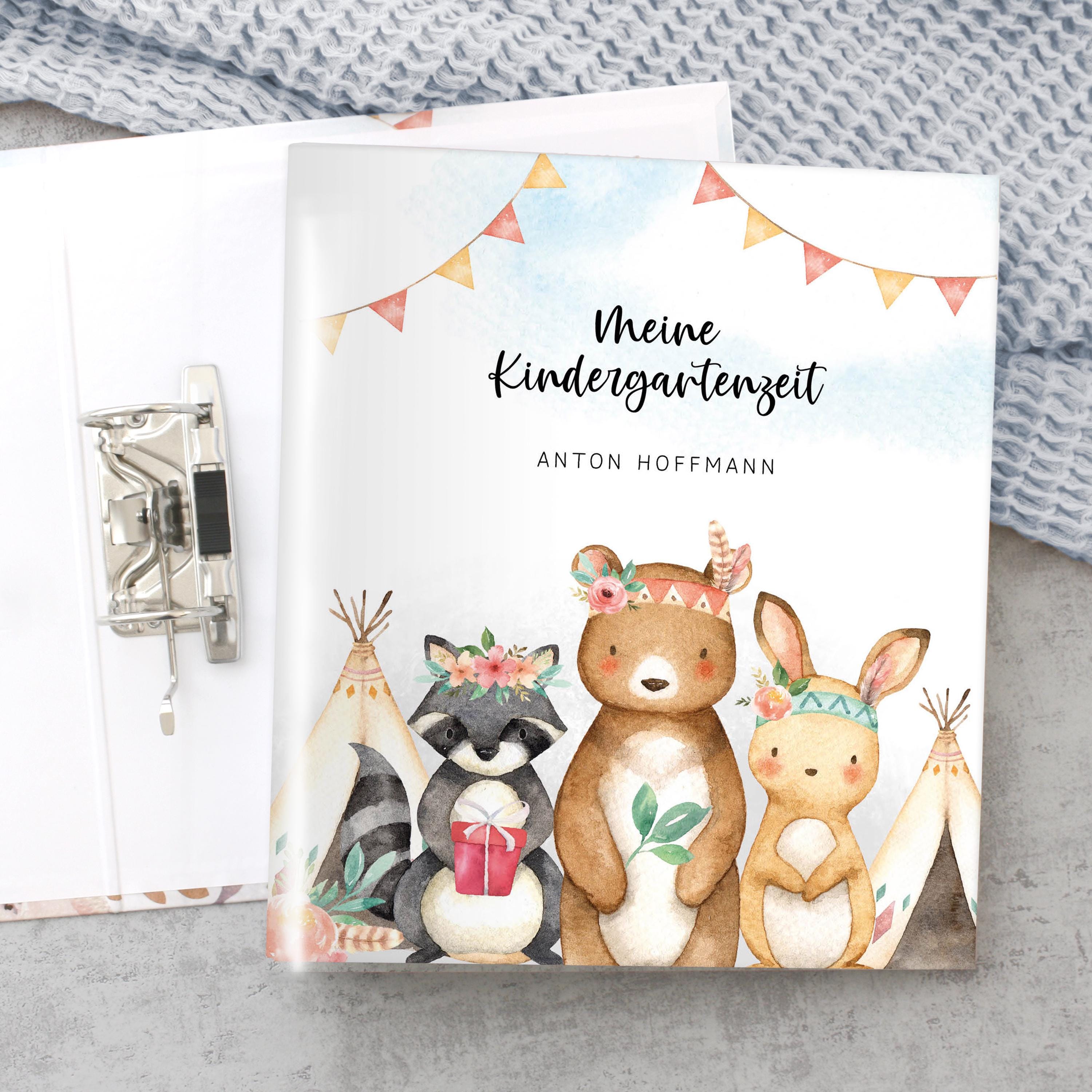 Kindergartenordner Indianer mit Namen, Ordner personalisiert, Sammelordner, Portfolio, Kindergartenmappe, Sammelmappe