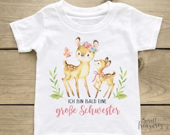 T-Shirt bald große Schwester, Rehe Mädchen Geschwister