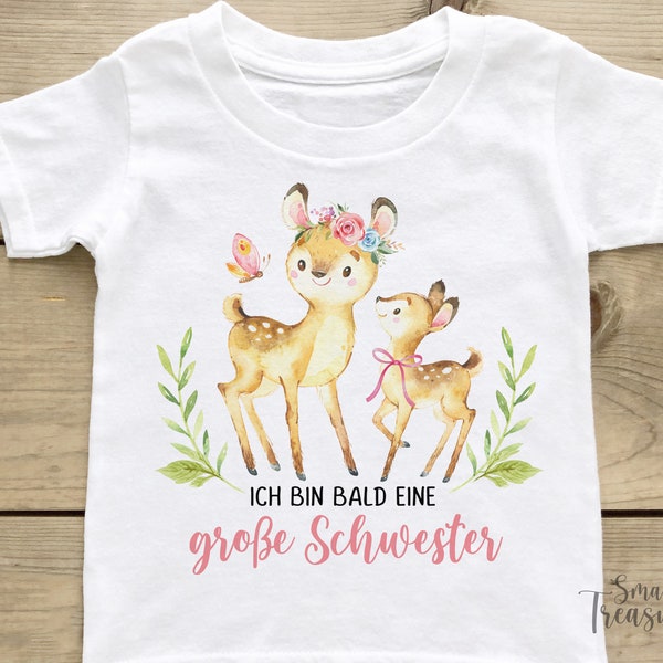 T-Shirt bald große Schwester, Rehe Mädchen Geschwister