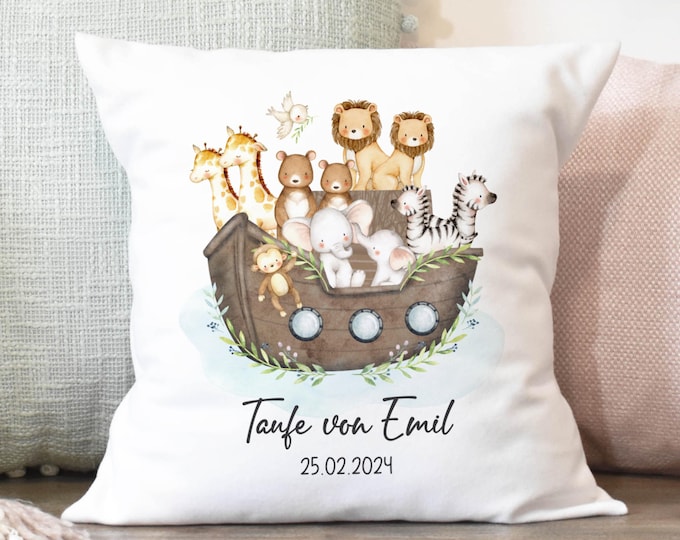 Kissen zur Taufe mit Namen und Taufdatum Regenbogen Personalisierte ...
