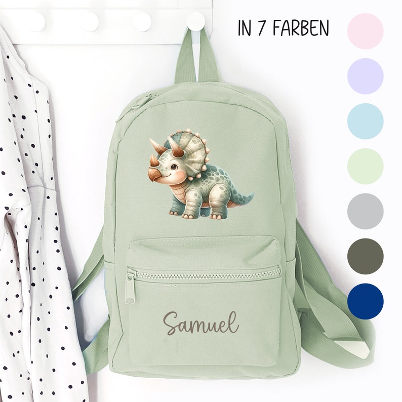 Kindergartenrucksack Dino, Kindergartentasche personalisiert, Farbauswahl, Geschenkidee für Kinder, Kindergartenkind, Dinosaurier image 8